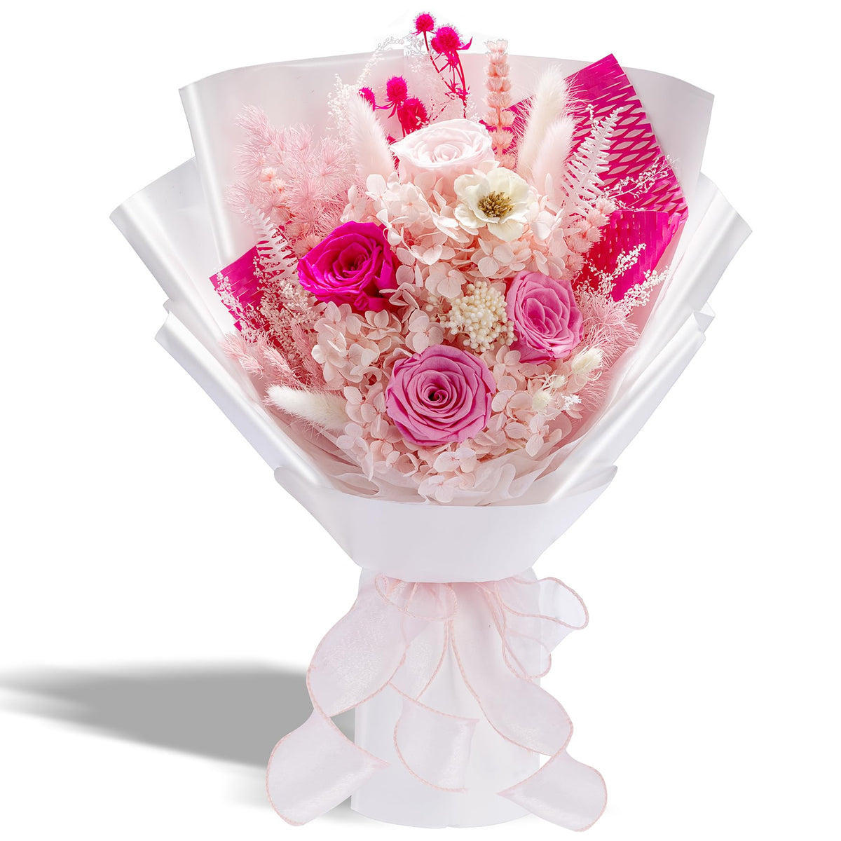 Bonsion preserved flowers light pink roses bouquet for timeless decor and gifting