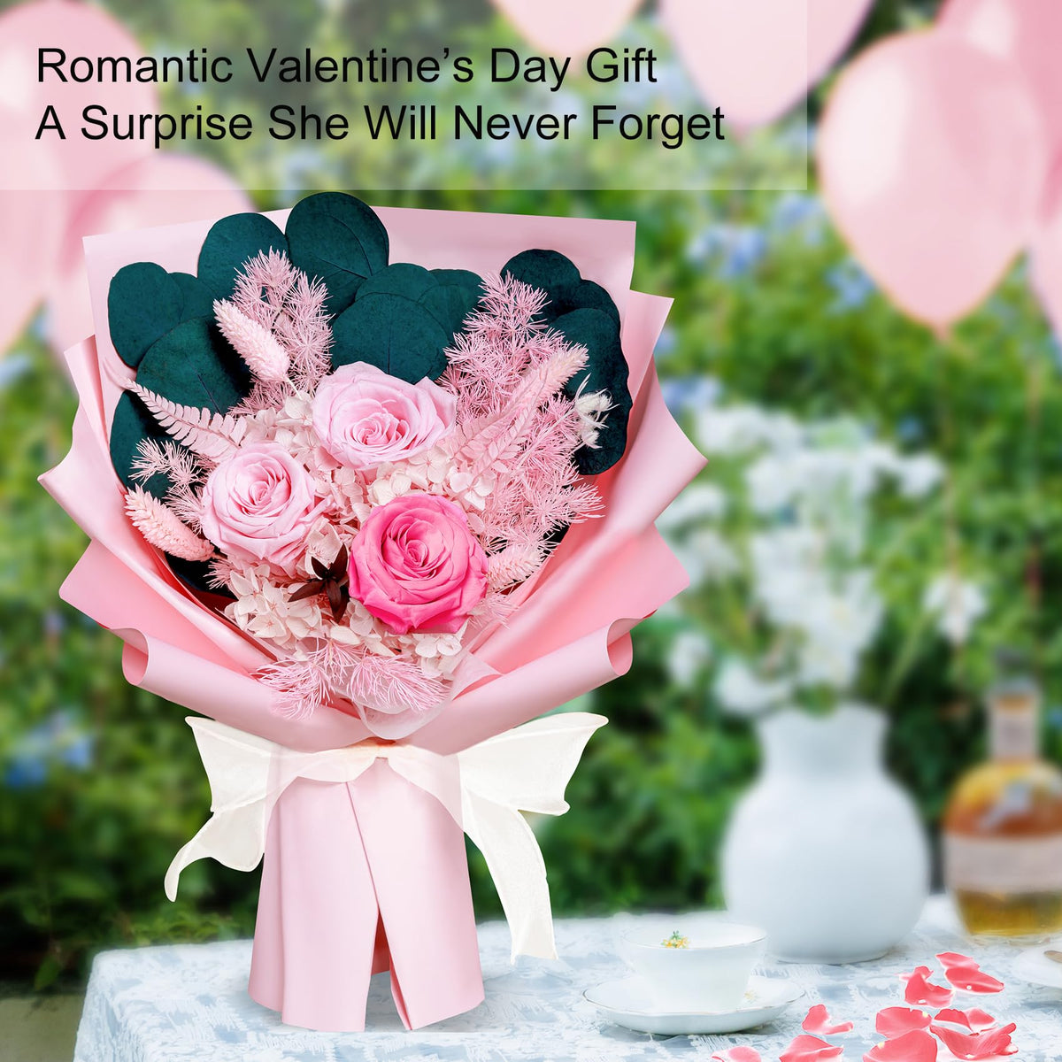 Bonsion preserved flowers gift for her with durable, vibrant blooms