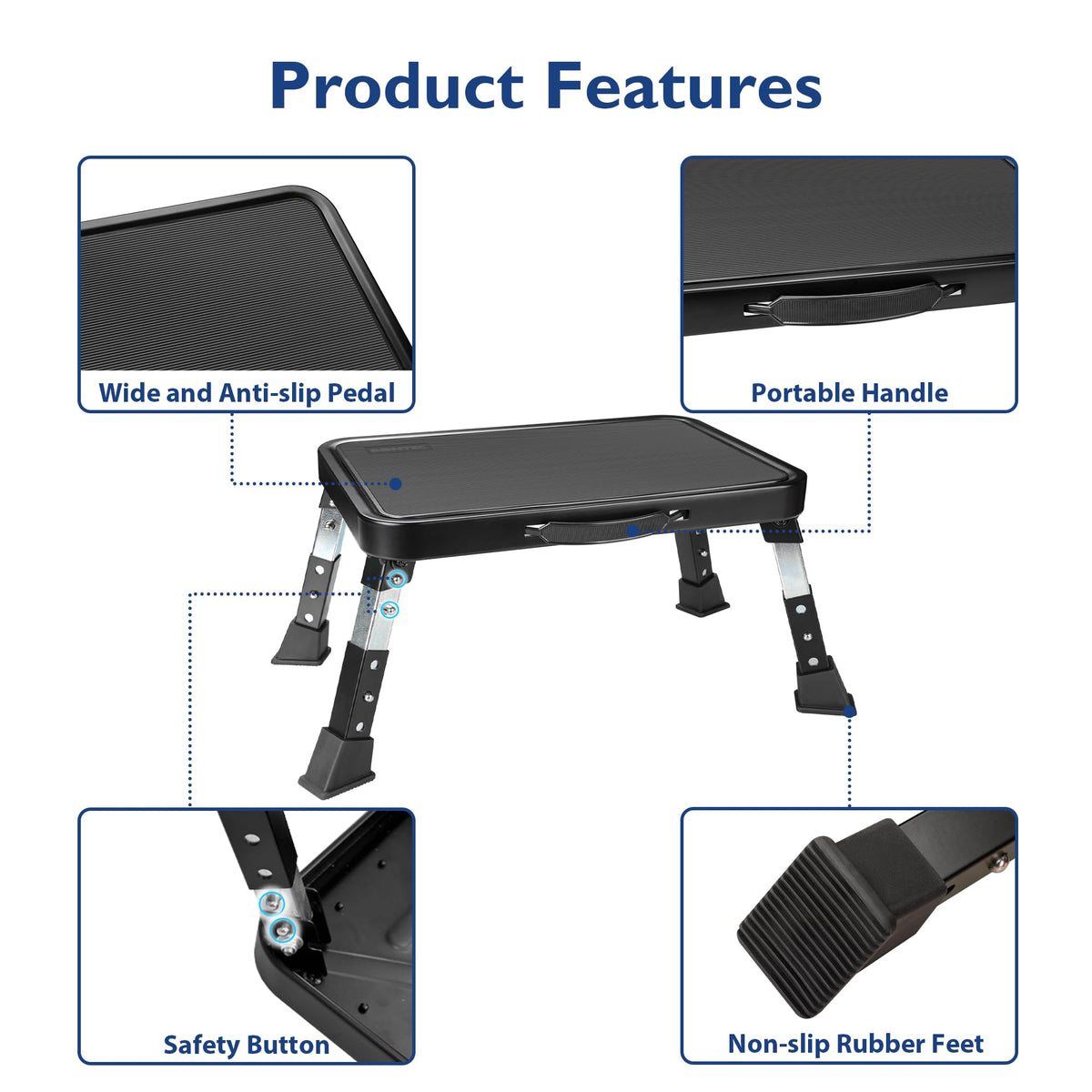 BONTEC folding step stool folded to 1-8 inch thickness for storage