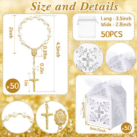 Bonuci rosary with gold cross detail conveys reverent charm.