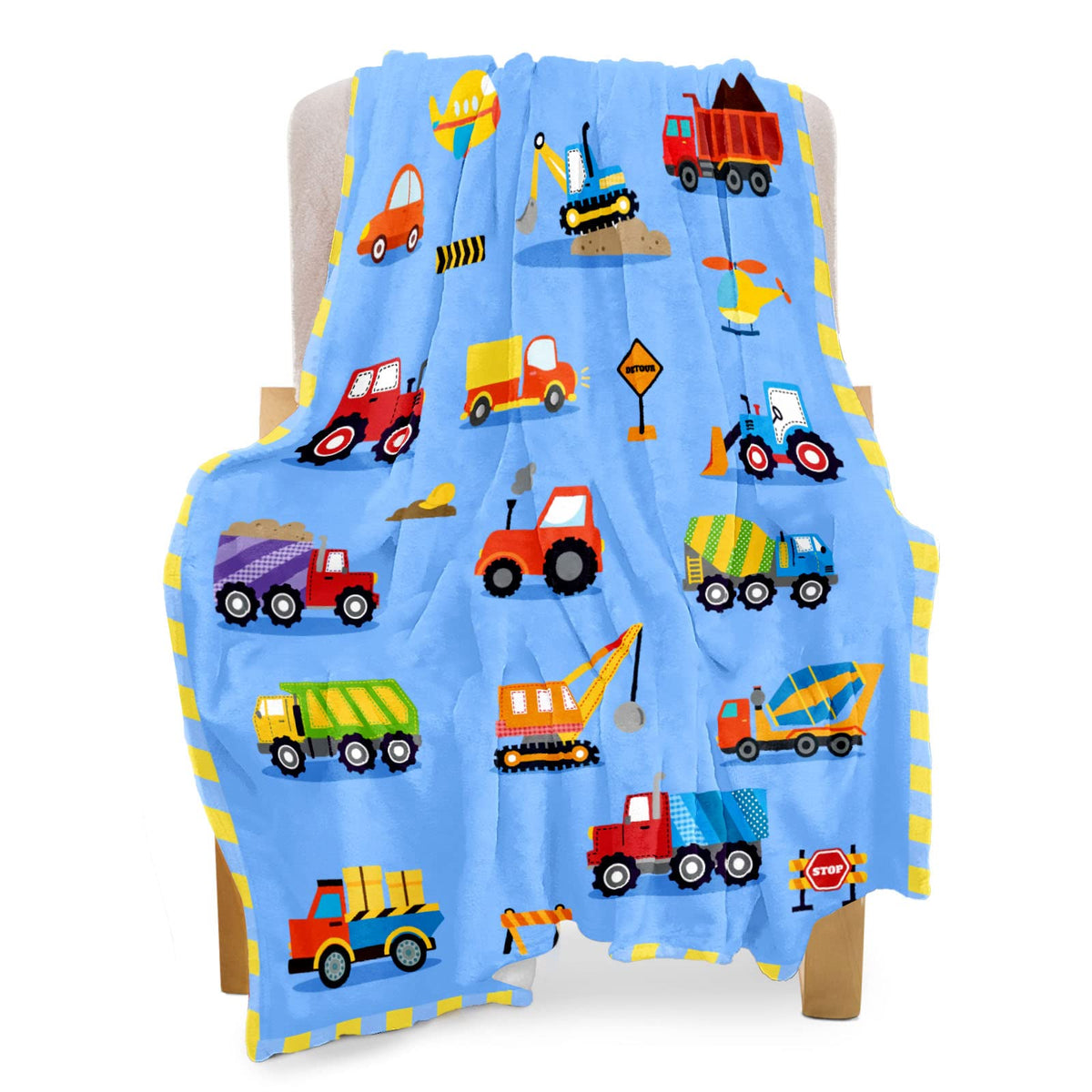 BOOPBEEP truck blanket closeup showing soft microfiber ideal for nap time