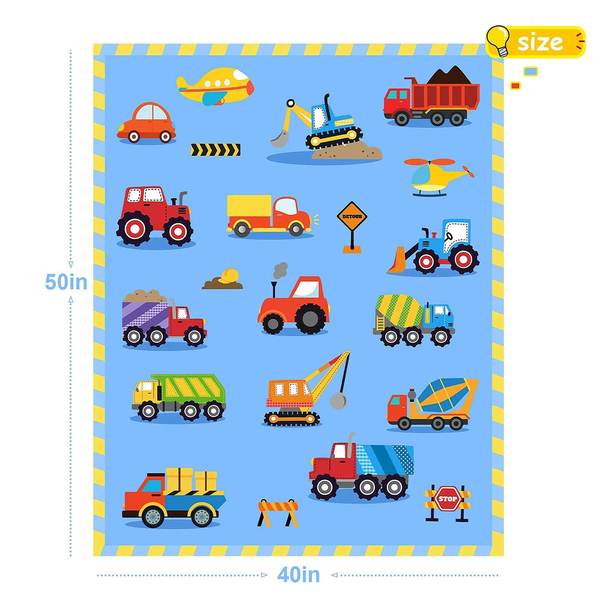 BOOPBEEP vehicles pattern blanket with vivid trucks for imaginative play