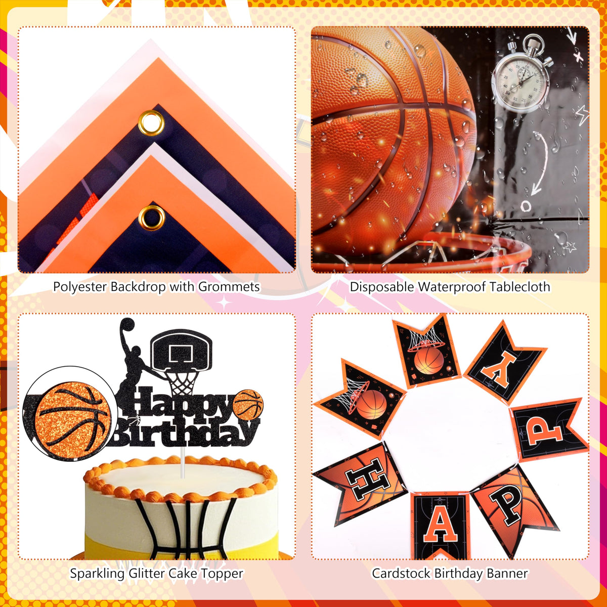 BORAMDO basketball banner enhances party decor and photo ops.