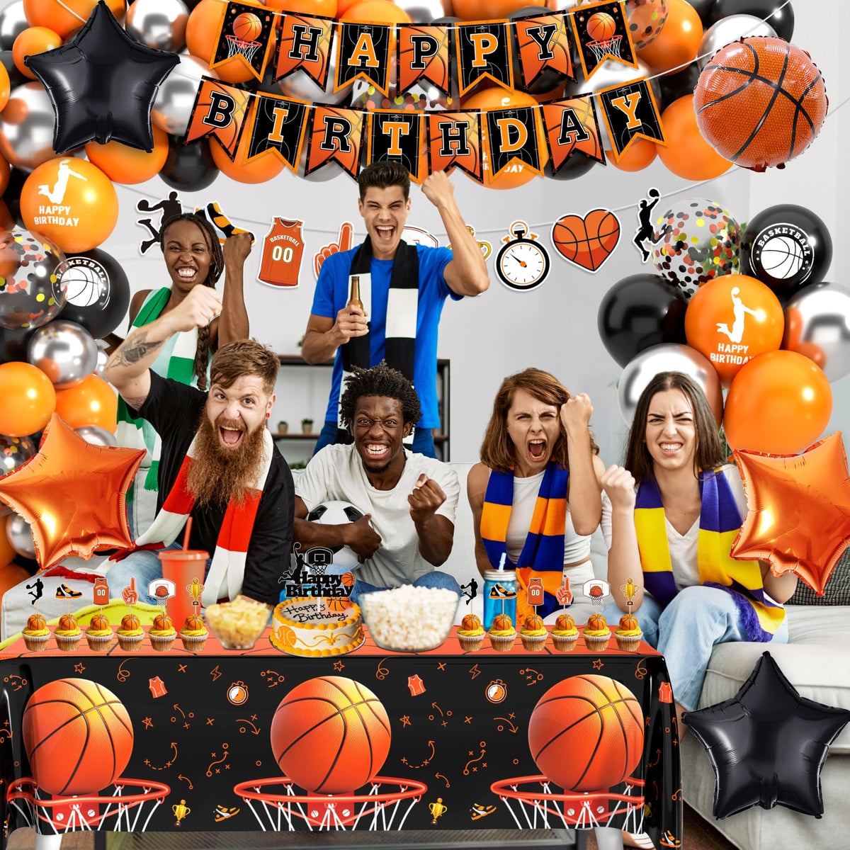 BORAMDO basketball tablecloth protects surfaces while cheering decor.