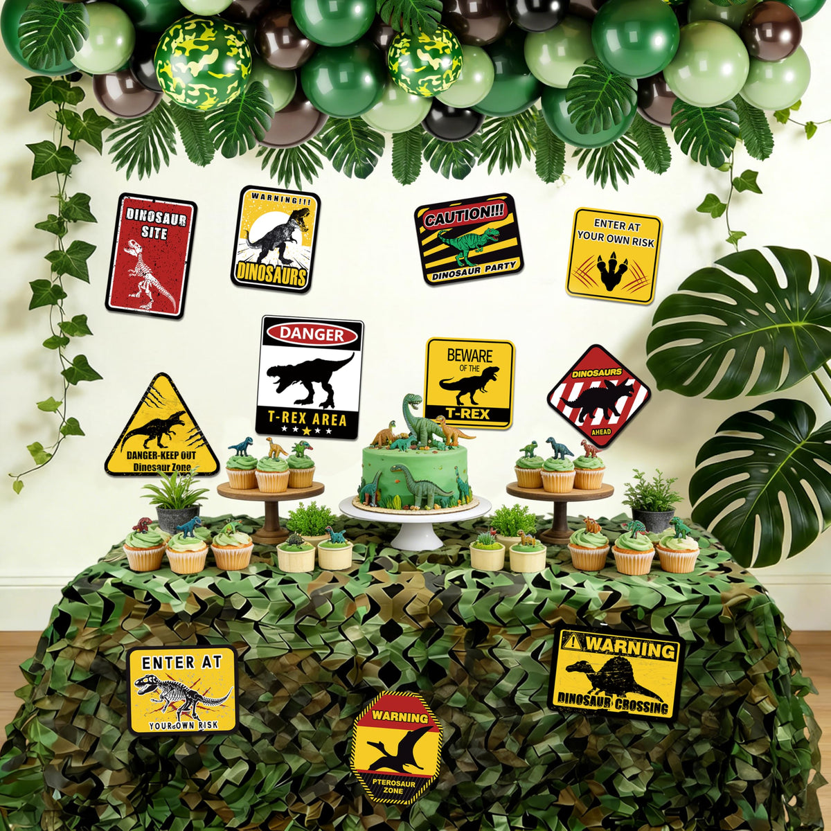 BORAMDO dinosaur paper signs guide zones and add DIY personalization.