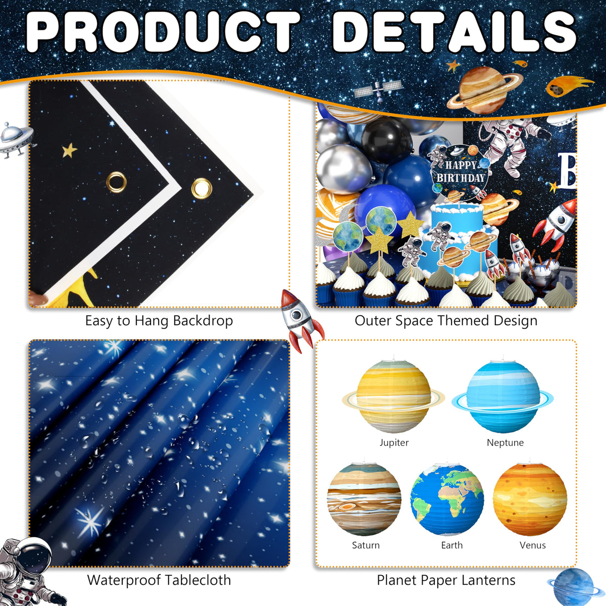 BORAMDO planet banner brightens ceilings and tables with planetary charm.