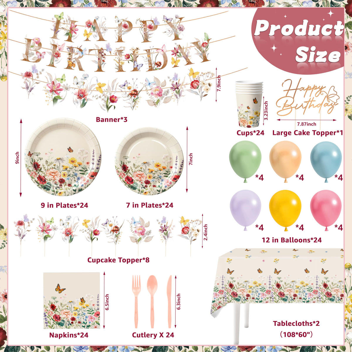 BORAMDO wildflower birthday napkins add color and quick cleanup for celebrations.