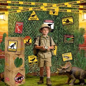 BORAMDO yellow caution tape adds bold, visible boundaries to celebrate a dinosaur theme.