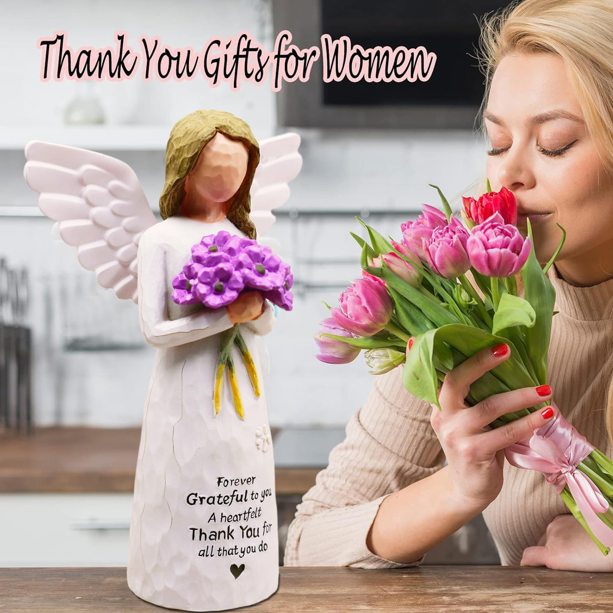 BORLESTA resin figure of a girl in purple dress, perfect for teacher appreciation.