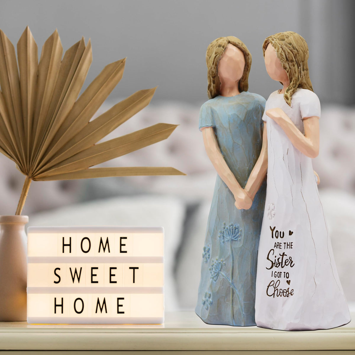 BORLESTA connected arms statue symbolizes enduring friendship for desks or shelves.