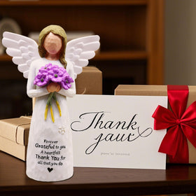 BORLESTA engraved thank you sculpture with purple dress, lasting gratitude keepsake.