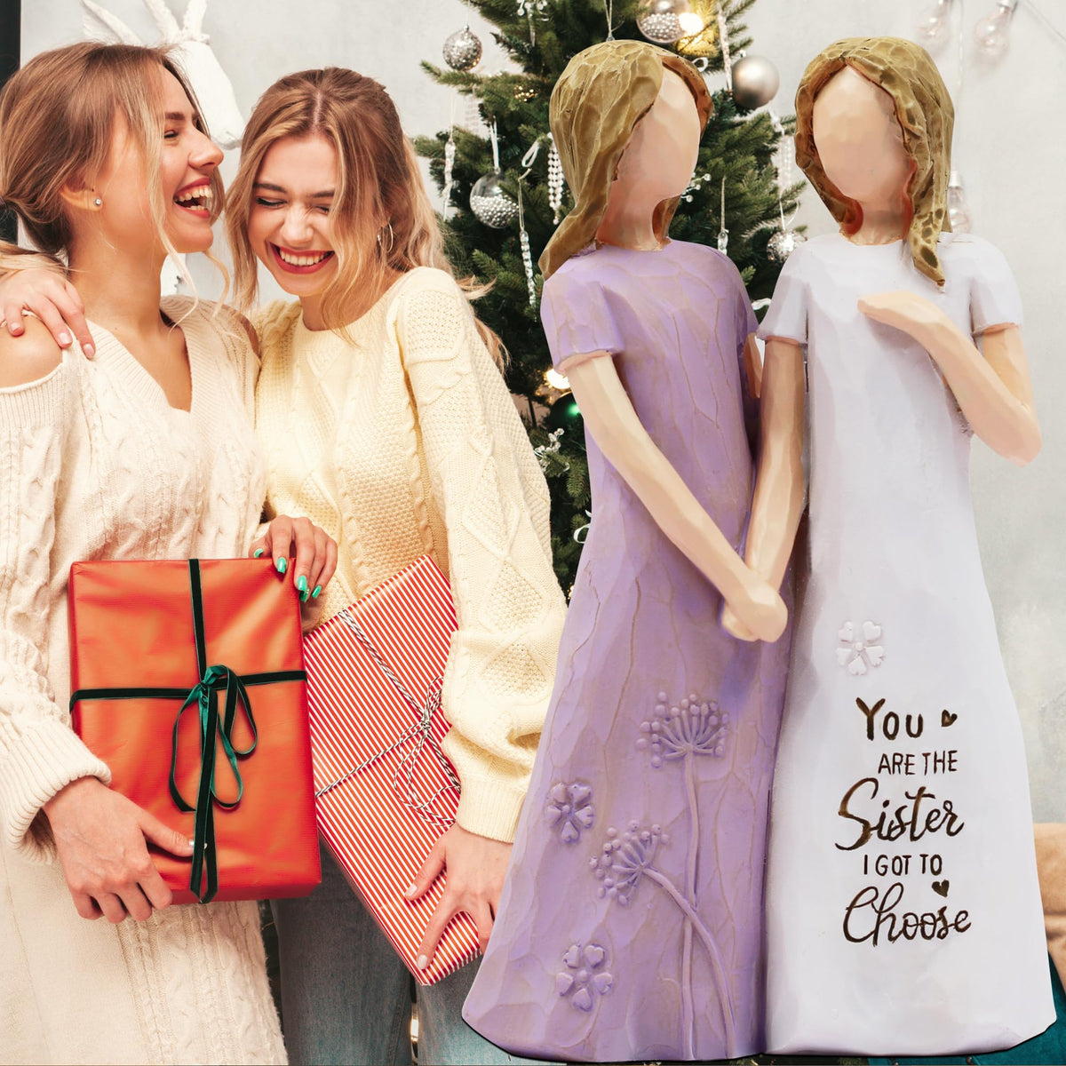 BORLESTA sister gift statue on display, perfect for shelf or desk
