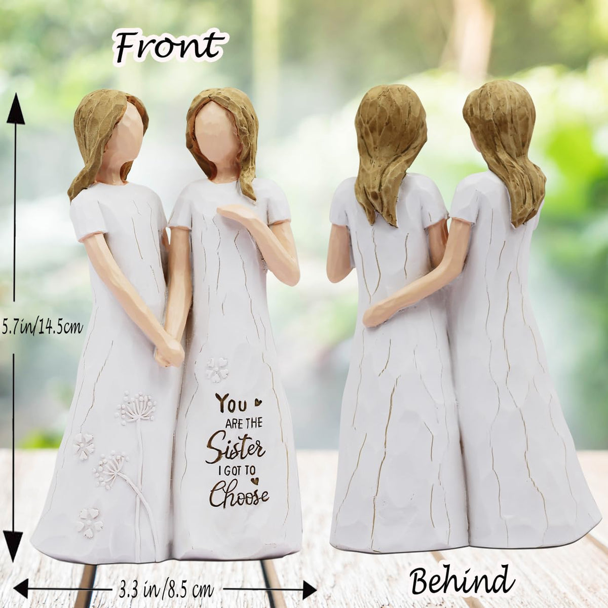 BORLESTA hand-painted sister statue ideal for birthdays and heartfelt sister gifts.