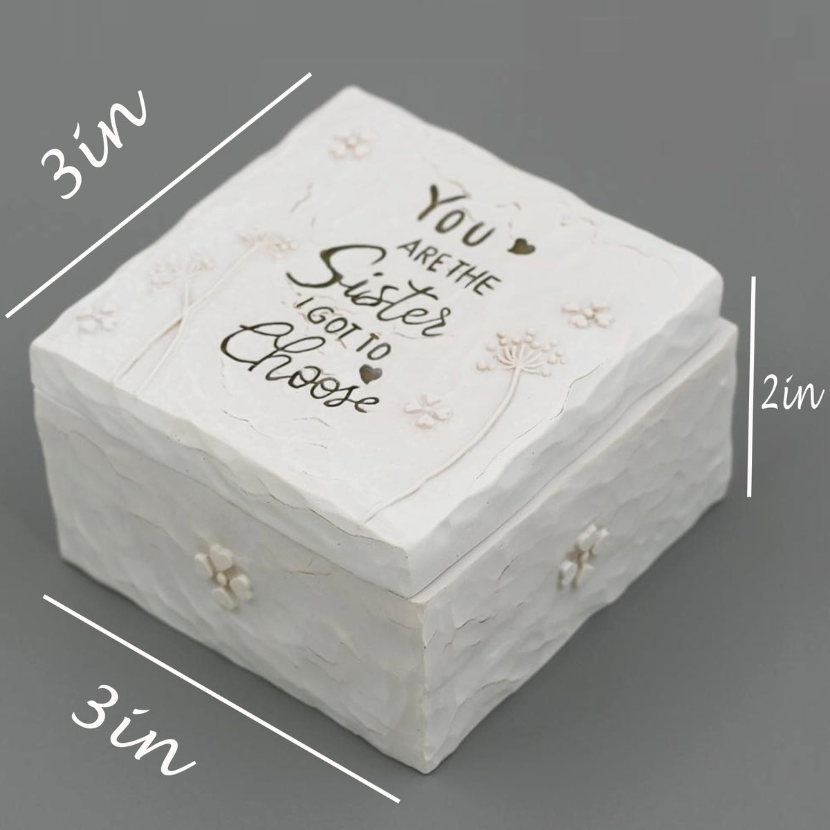 BORLESTA resin box shows dandelion and love flowers engraving detail