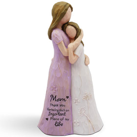 BORLESTA mother-daughter statue in cream dress, a tender keepsake for mom's birthday