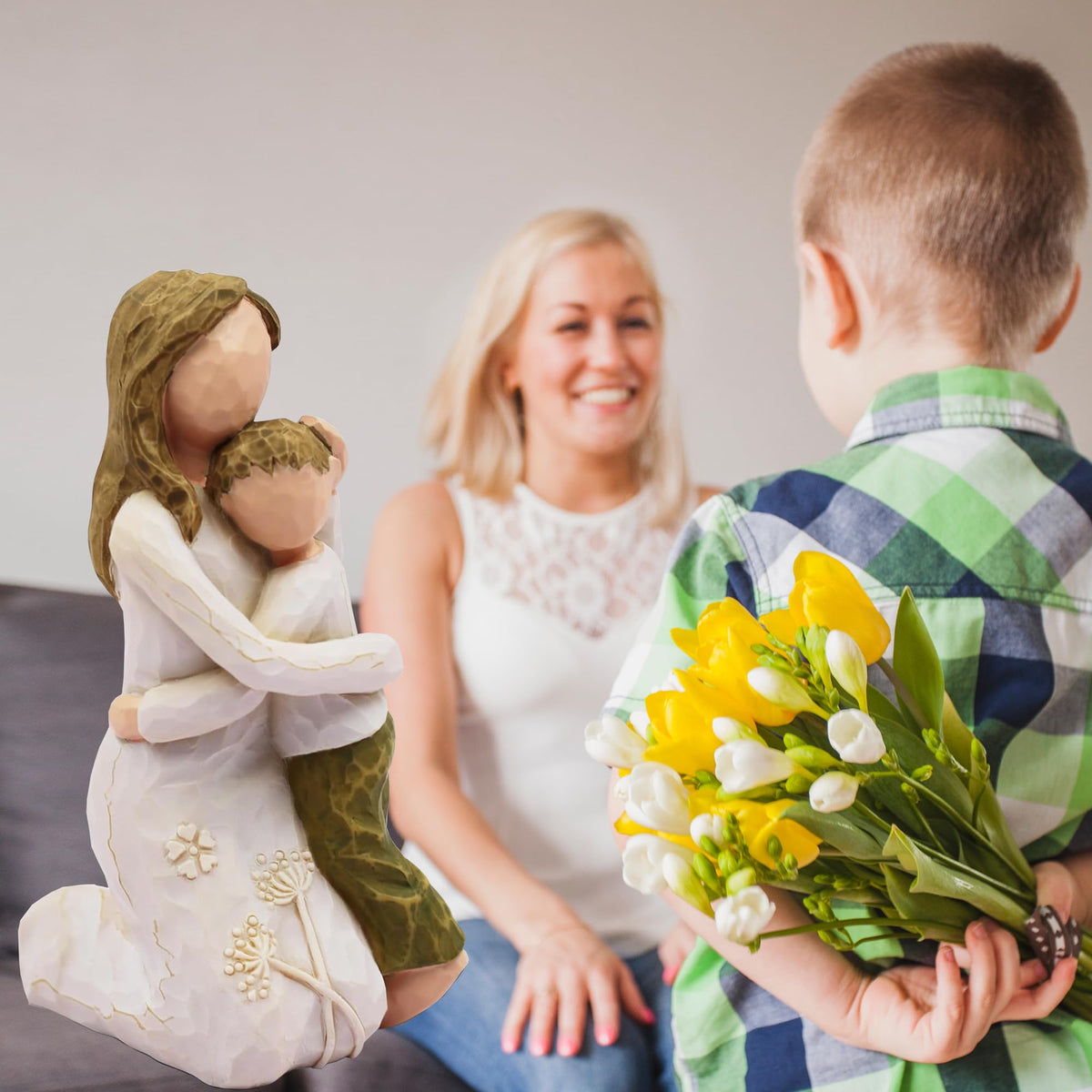 BORLESTA Mother's Day gift figurine of mom and son for heartfelt memories.