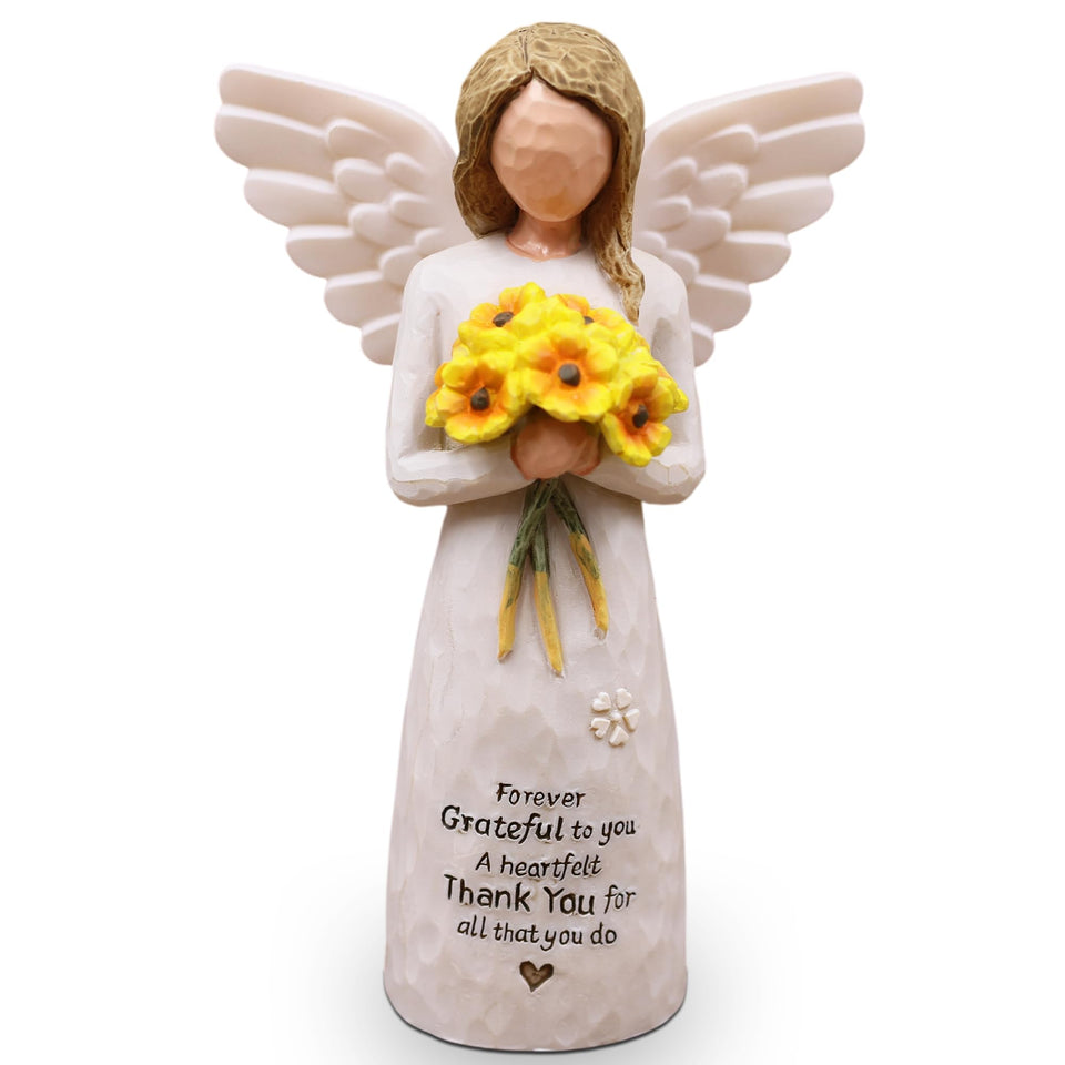 BORLESTA sunflower girl figure in resin, a charming thank-you gift for women.