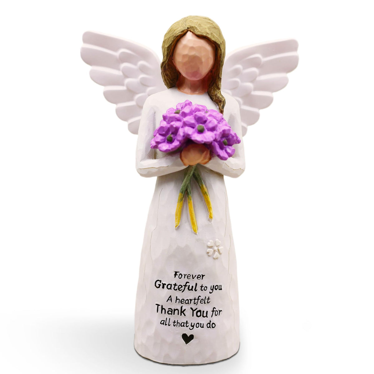 BORLESTA thank you sculpture with purple bouquet, a refined coworker appreciation gift.