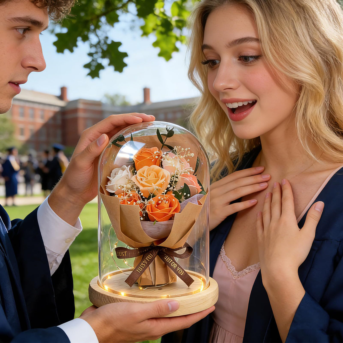 BORNA gift-ready preserved rose dome, ready for gifting.