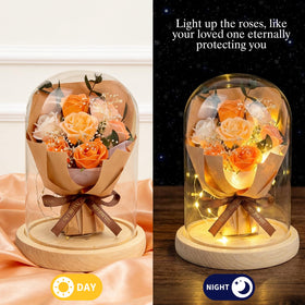 BORNA glass dome rose on desk, adds calm office ambiance.