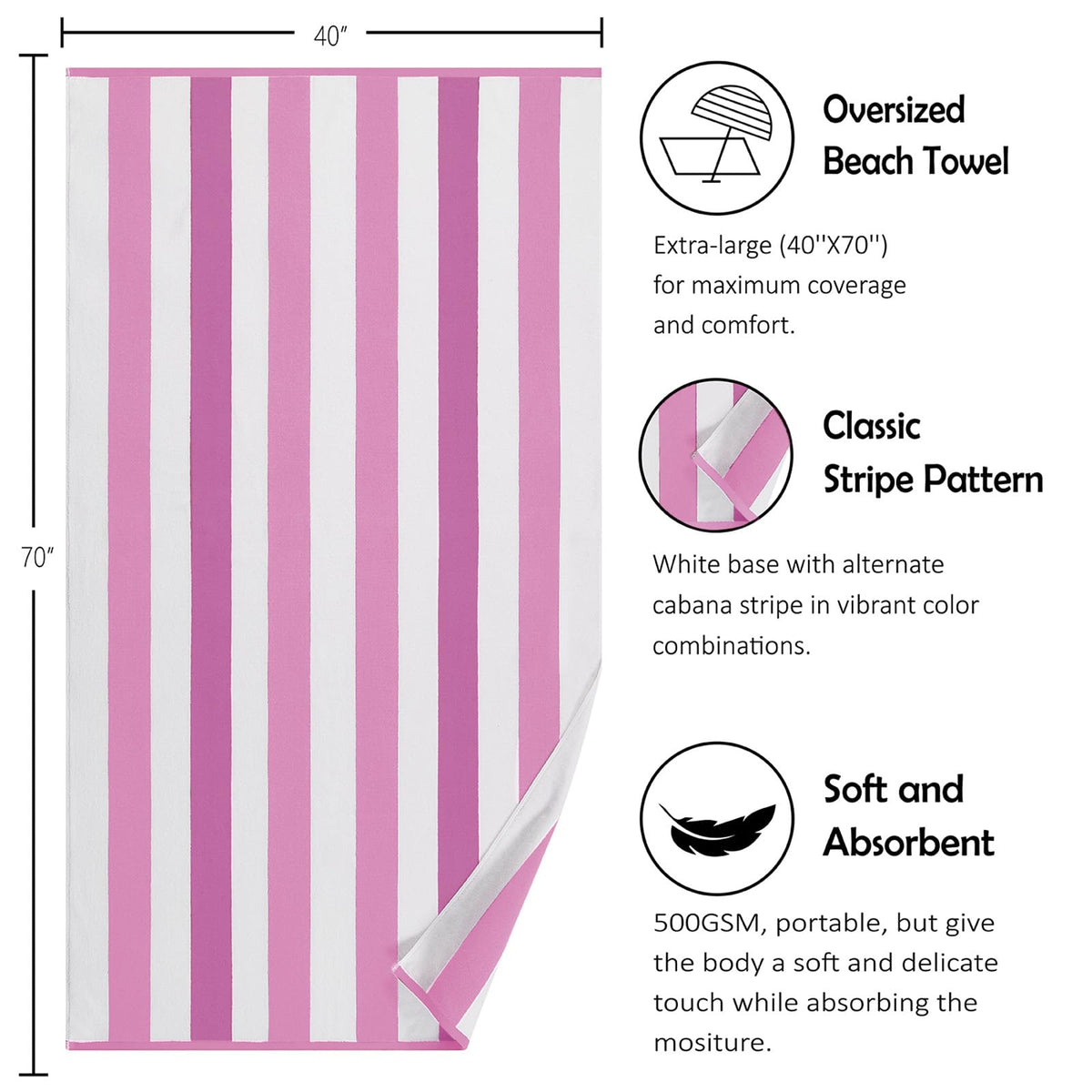 Bornbay multipurpose towel serves beach, pool, or bath needs