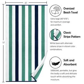 Bornbay multiuse towel serves as beach, bath, or cabana companion.