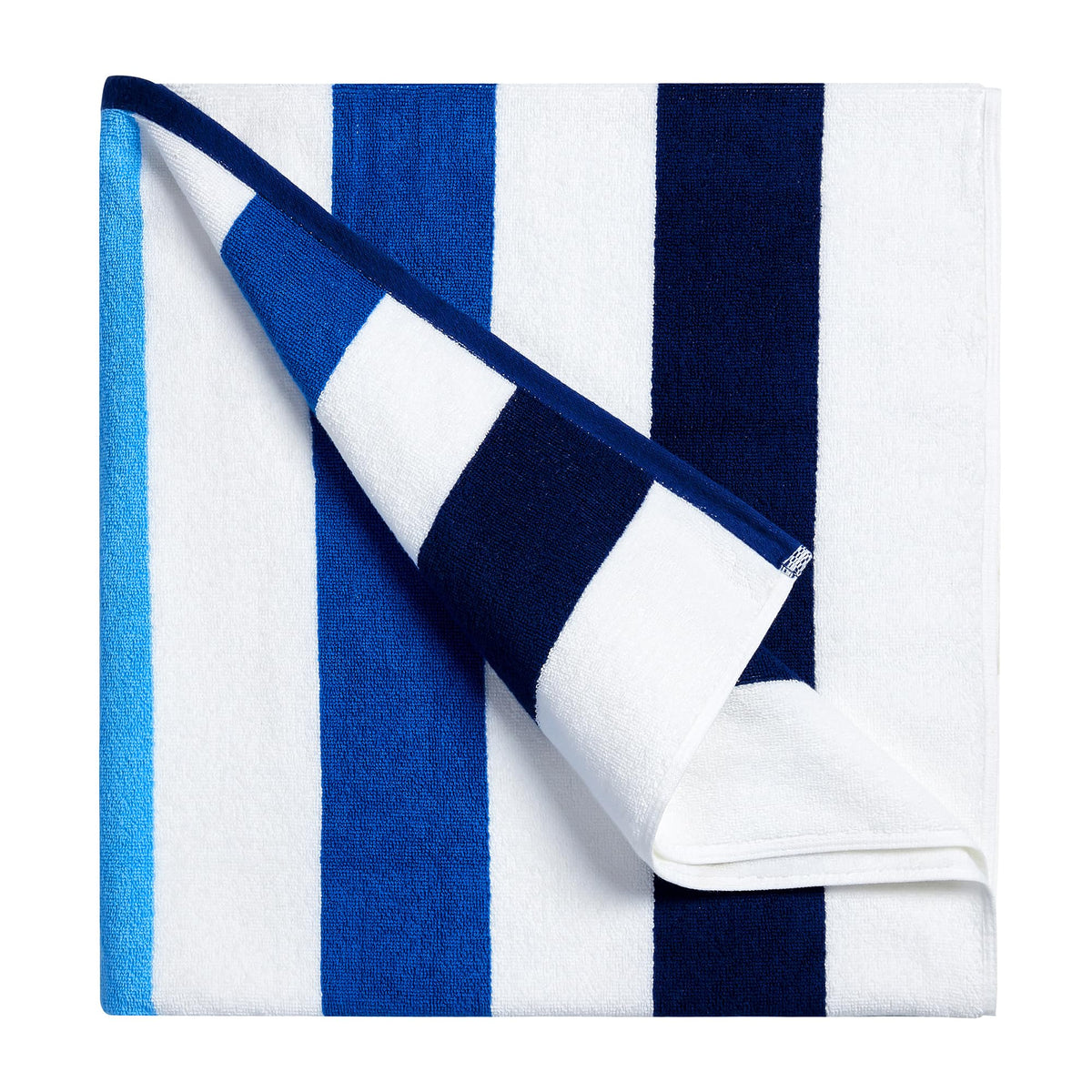Bornbay striped blue oversized beach towel, bold stripes for easy beach spotting and lounging.