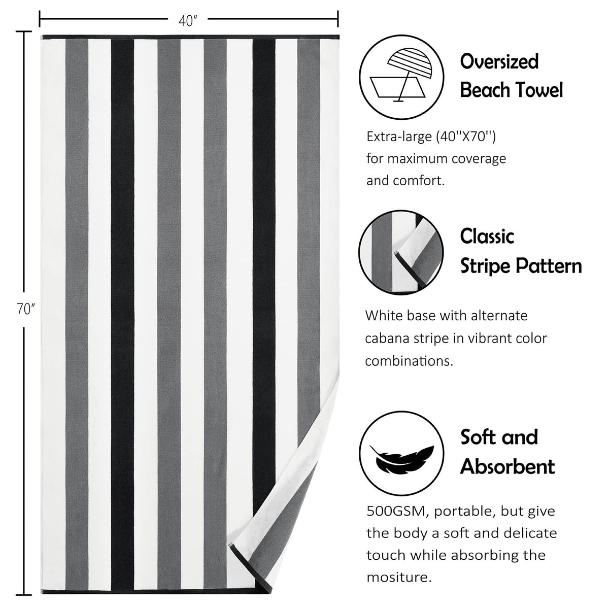 Bornbay travel-ready towel folded compactly fits bags for trips