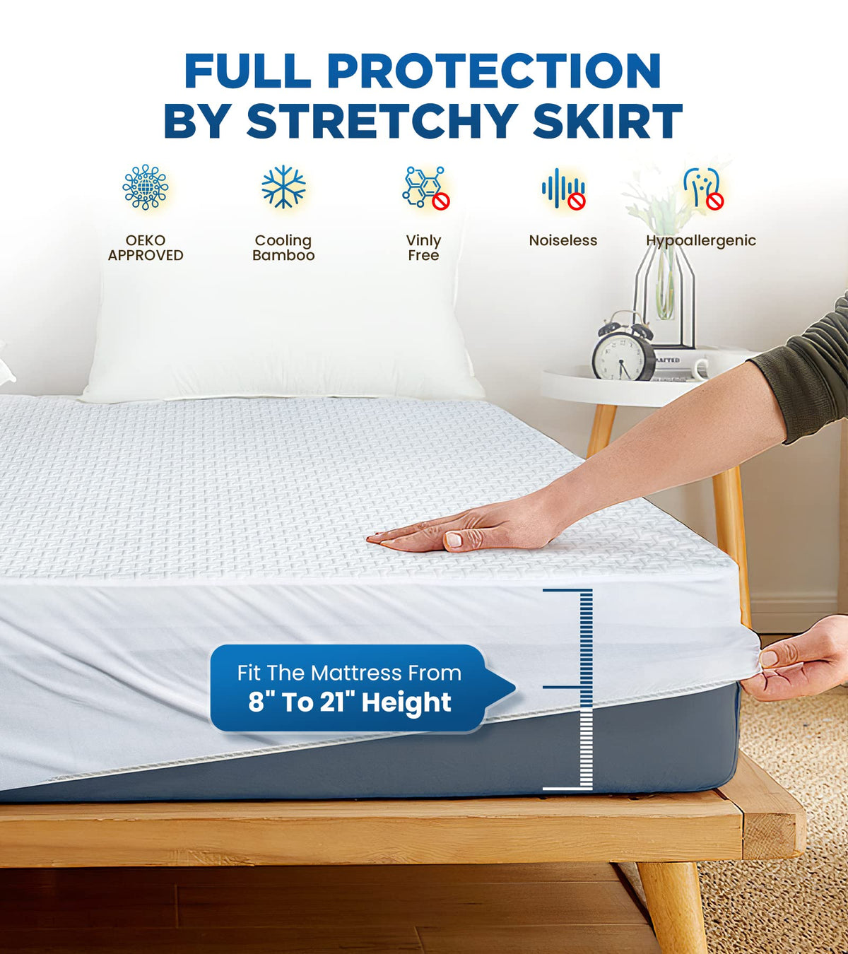 BOSANE king depth-pocket fits 8 to 21 inches securely for a snug fit.
