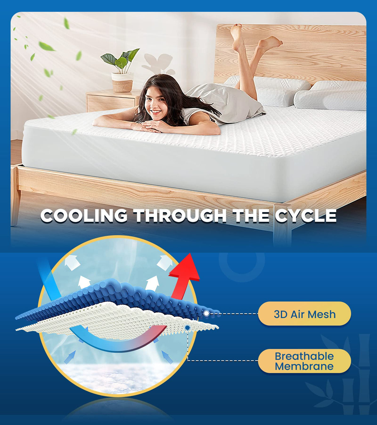 Bosane machine-washable mattress protector for easy cleaning and maintenance.