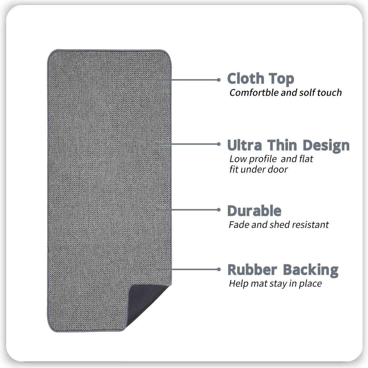 Bosap bath mat anti-slip rubber backing for safer flooring