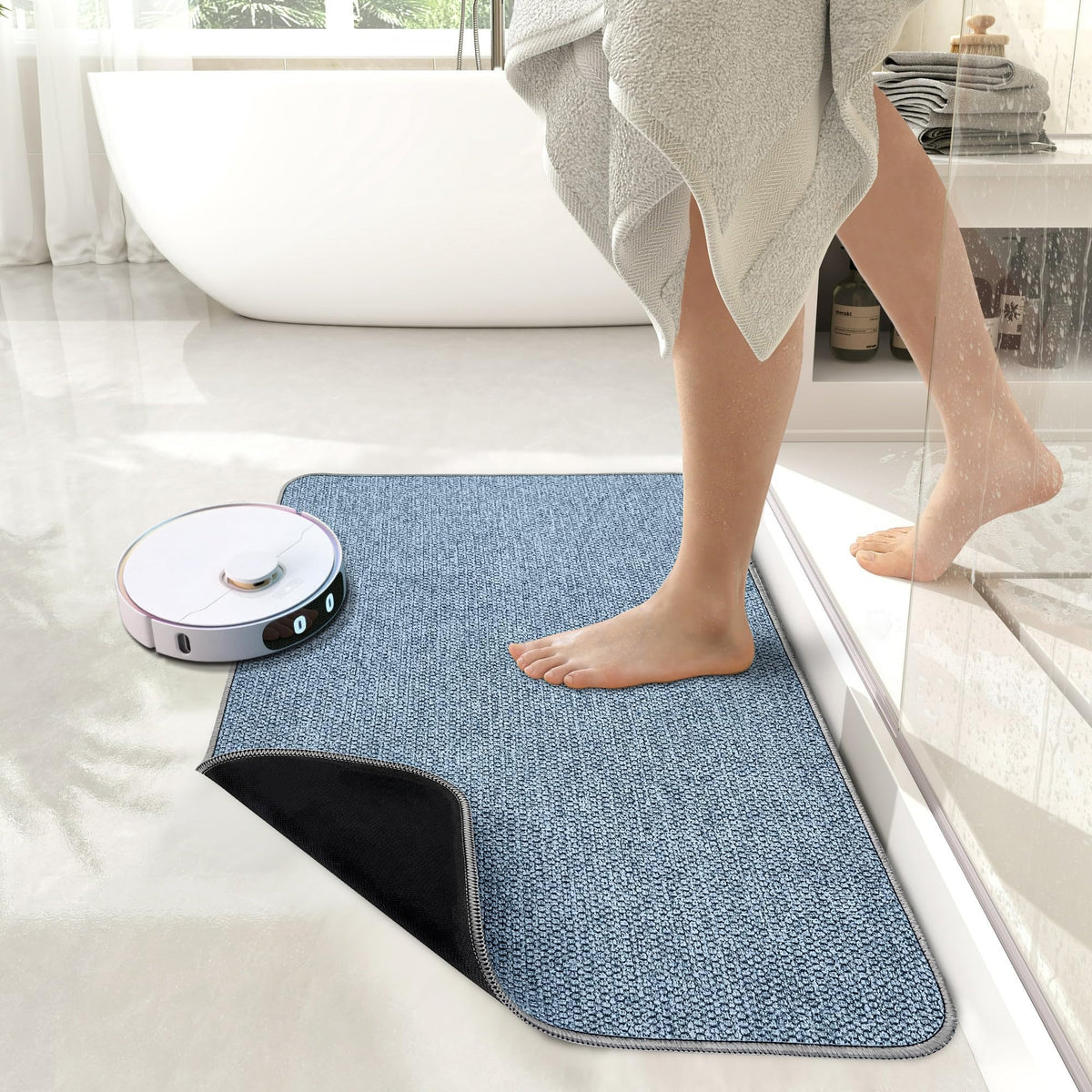 Bosap bath mat blue two-pack enhances bathroom decor