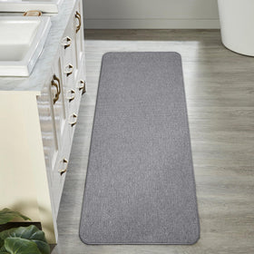 Bosap gray mat with non-slip backing on wet tile