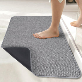 Bosap bath mat ultra-thin front view with slim profile for under-door use.