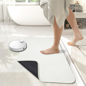 Bosap bath mat shown in a cozy bathroom setup for safe soft steps.