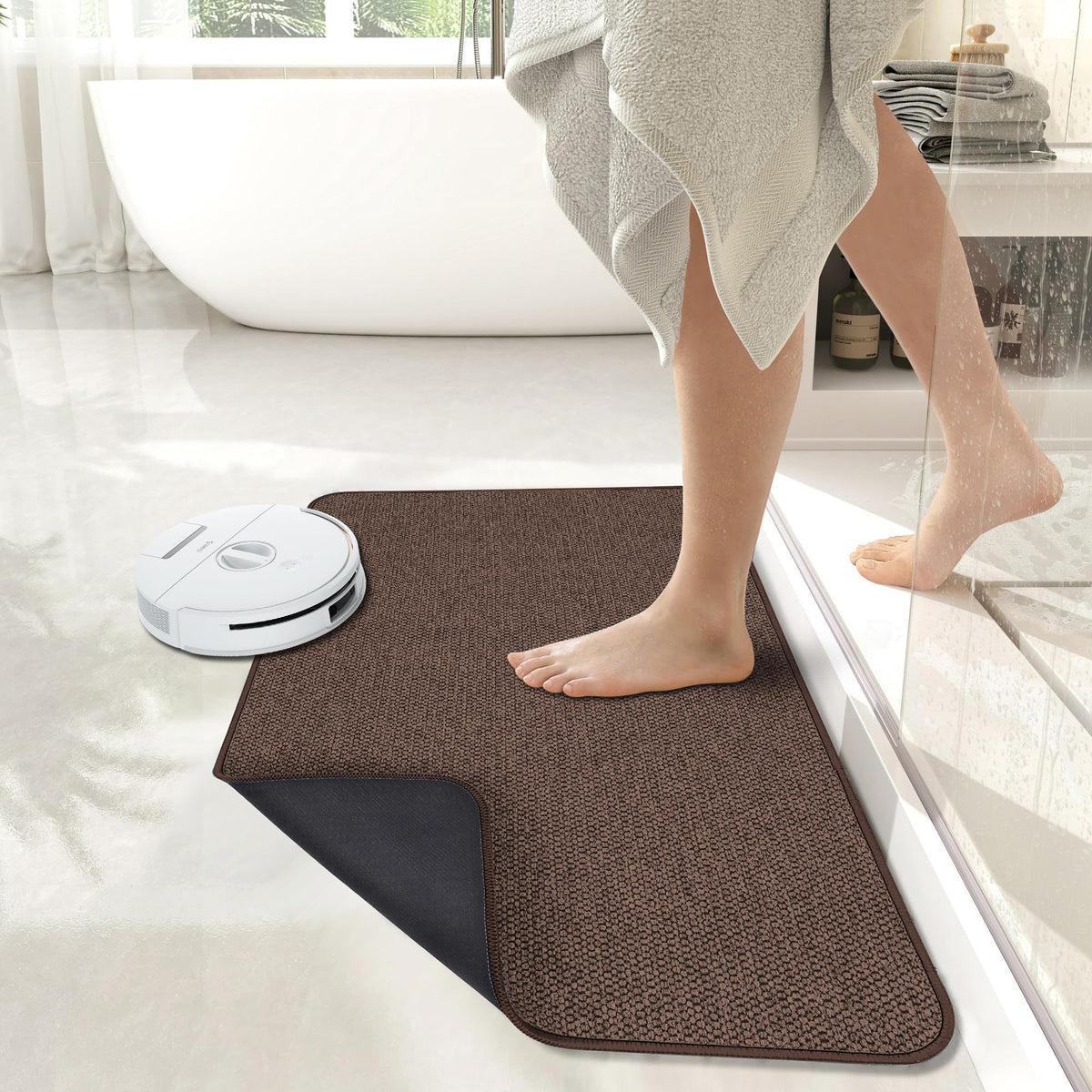 Bosap brown bath mat adds subtle decor while enhancing safety anywhere.