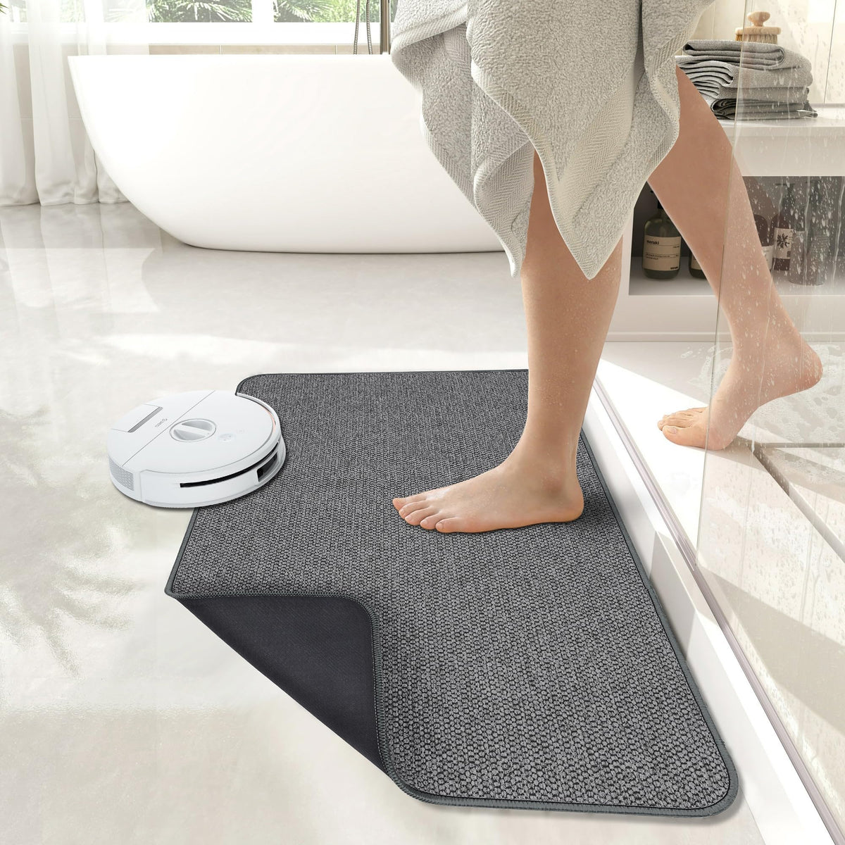 Bosap dark grey 2x3 mat enhances bathroom decor and practicality