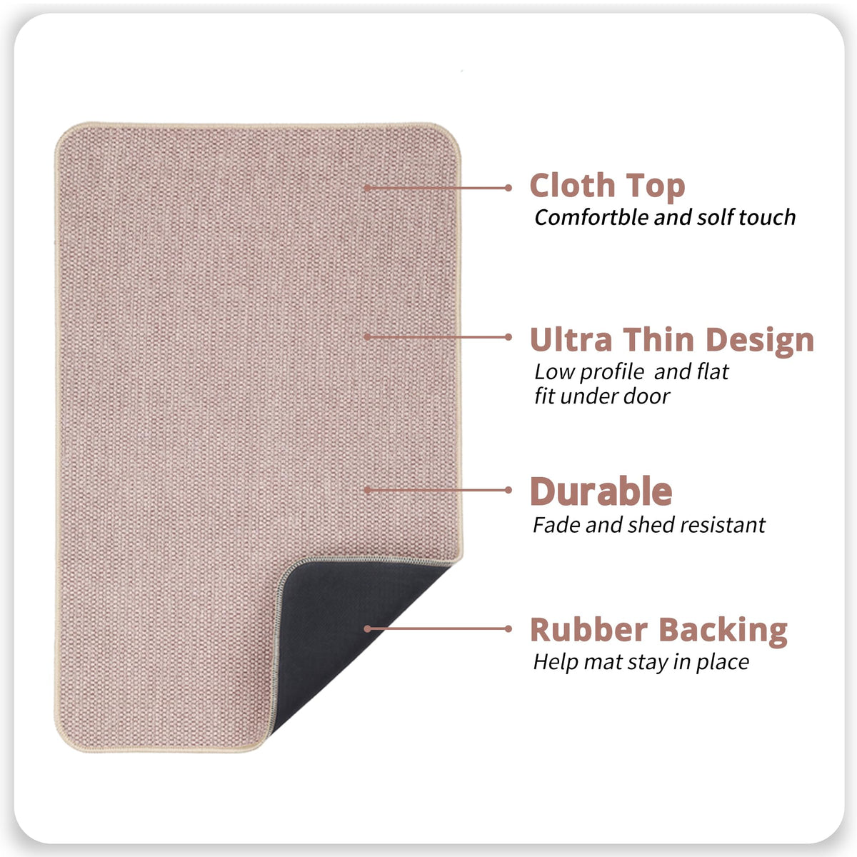 Bosap non-slip rubber backing keeps the mat stable on wet tiles.