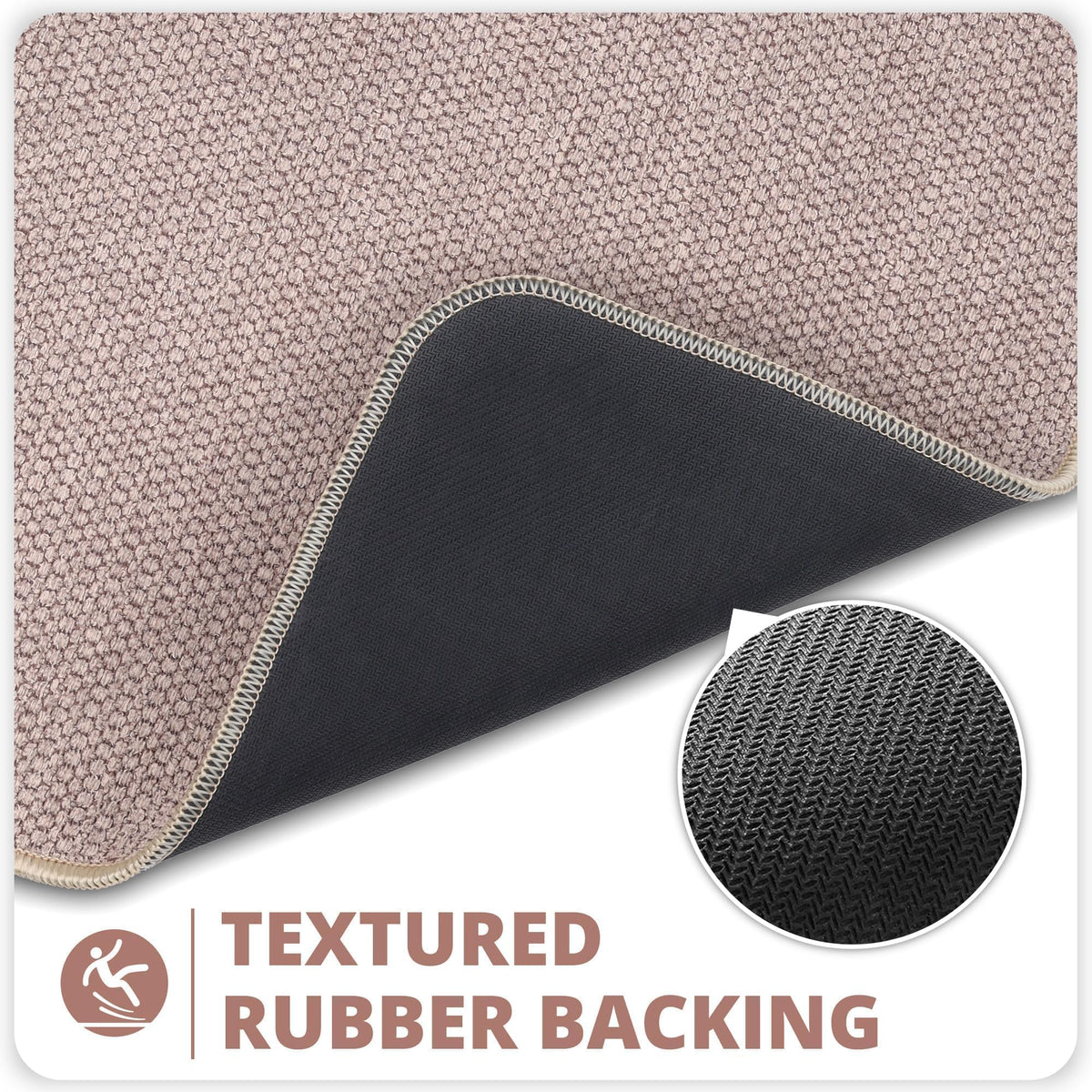 Bosap rug highlights absorbent top layer to keep floors drier after use.