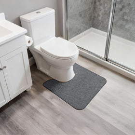 Bosap U-shaped rug in a modern bathroom with door clearance.