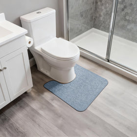 Bosap blue bathroom rug adds a soft touch to any decor.