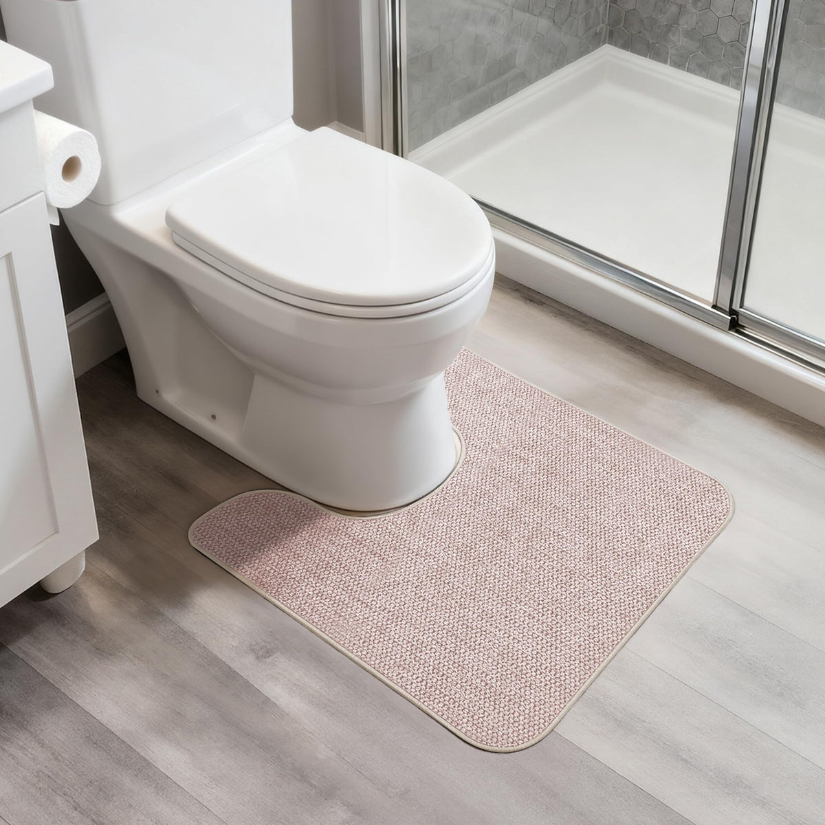 Bosap U-Shaped Toilet Rug with non-slip backing for secure bathroom footing.