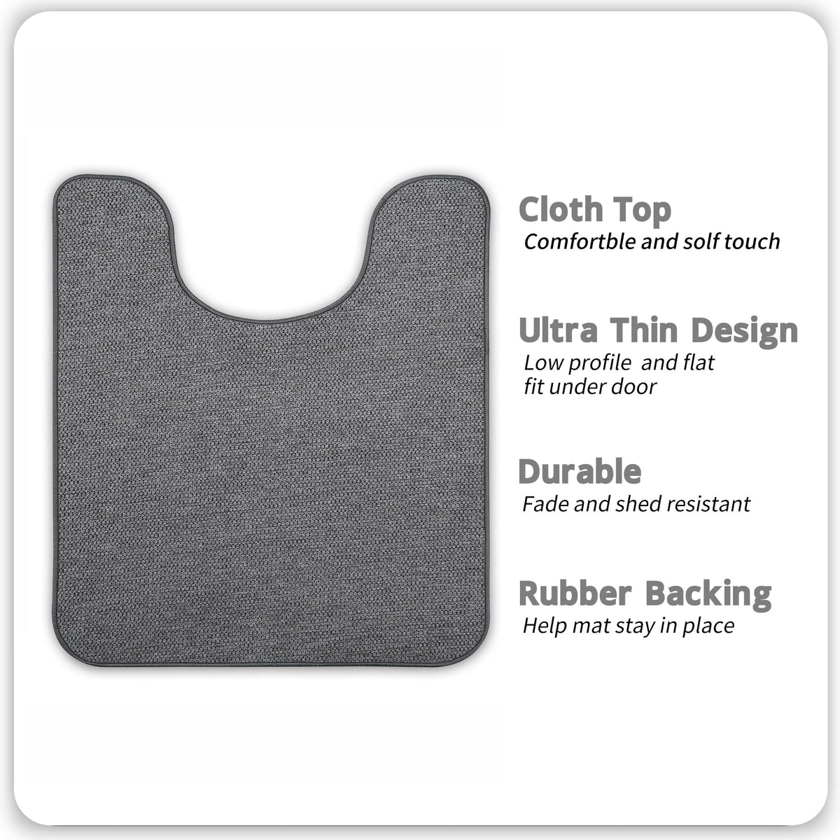 Bosap U-shaped rug side view shows slim profile in dark grey.