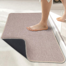 Bosap ultra-thin bath mat with under-door design for clutter-free door clearance and quick setup.