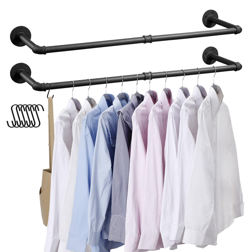 Boshangjia set2 wall-mounted clothes rack 38in provides space-saving wardrobe storage.
