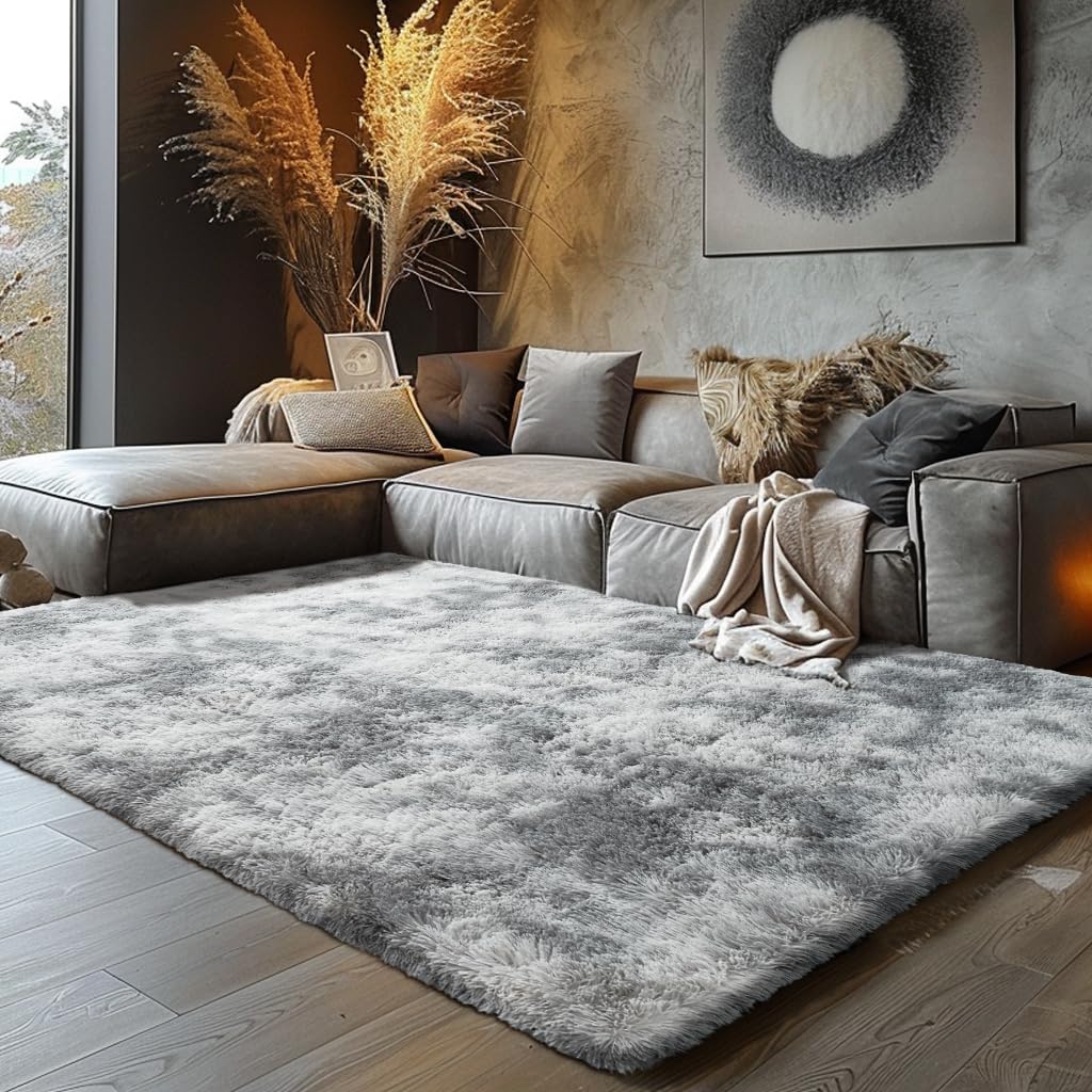 Boshengya shag rug in living room, wide view, plush comfort and style