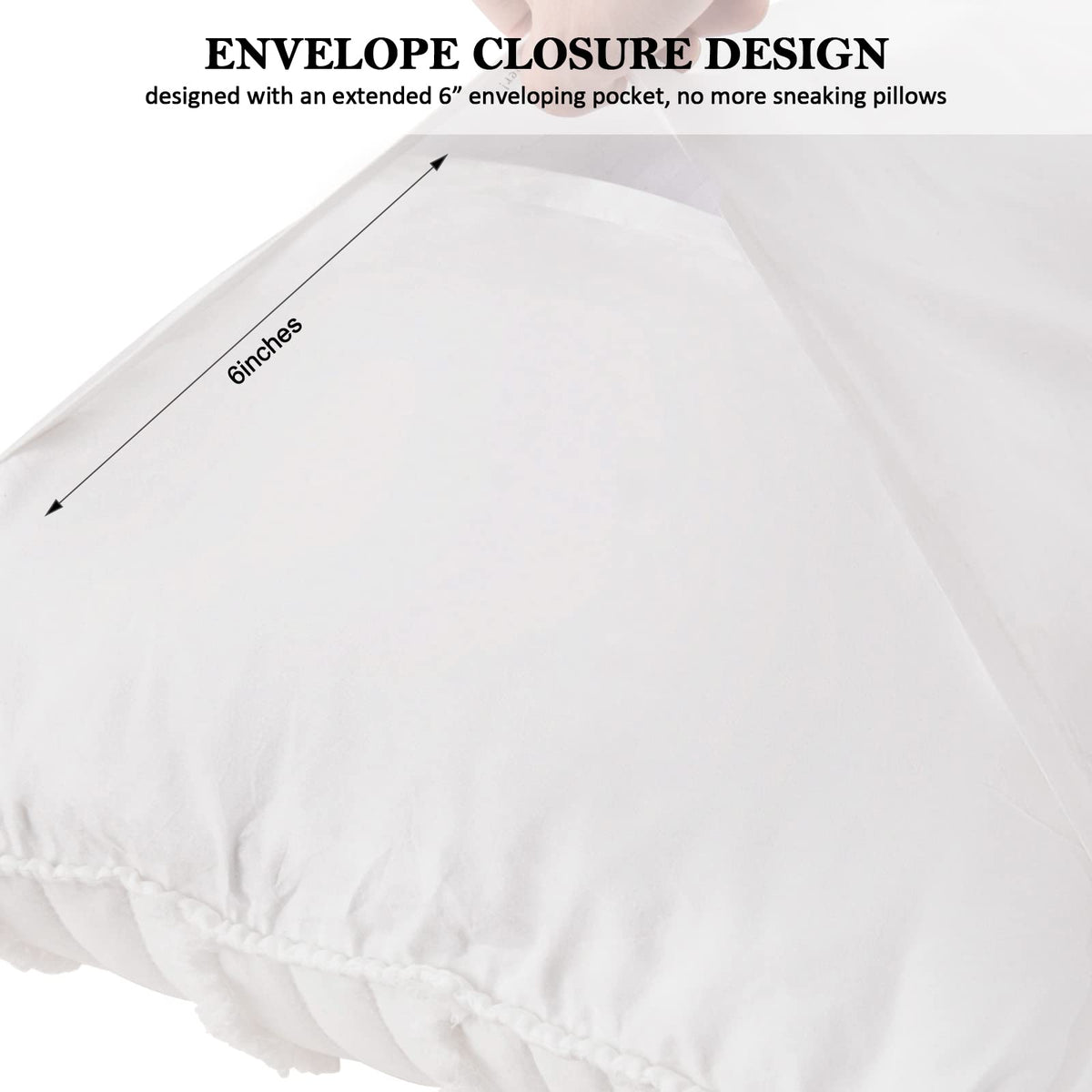 BOSOWOS white pillow shams enhance a sofa with a crisp, cohesive look.