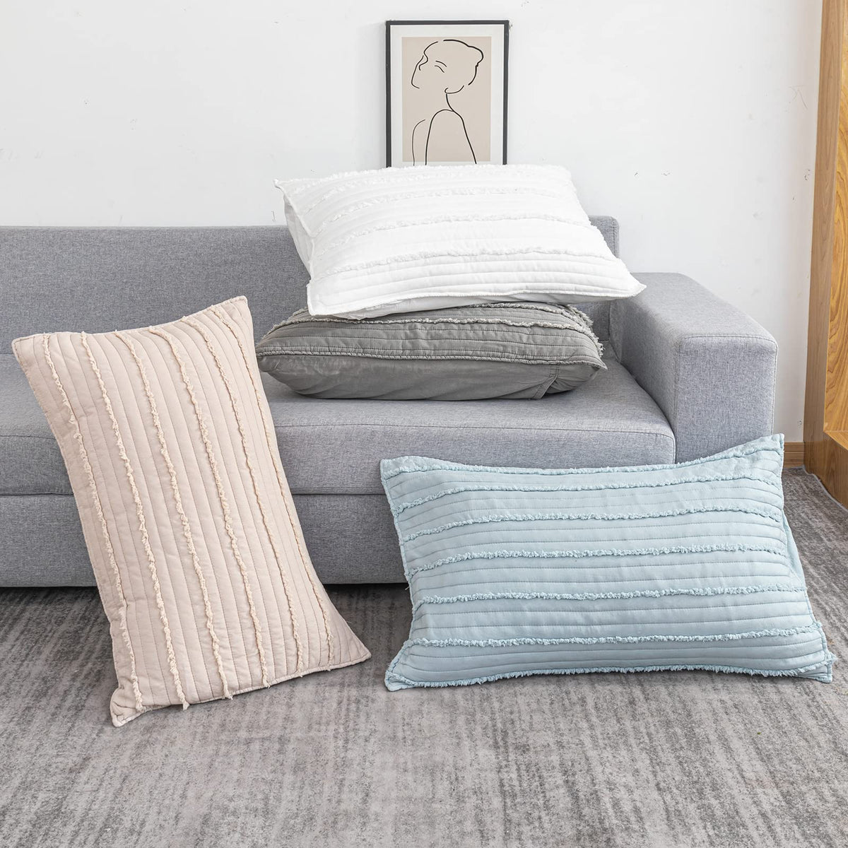 BOSOWOS easy-care pillow shams ready for machine wash.