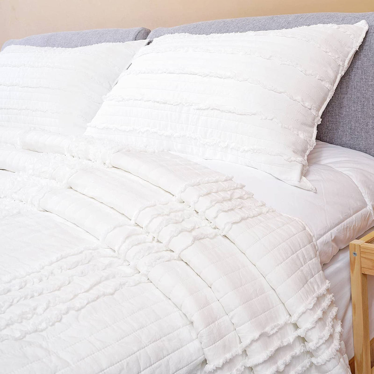 BOSOWOS pillow sham displayed on bed for a neat, tailored appearance.