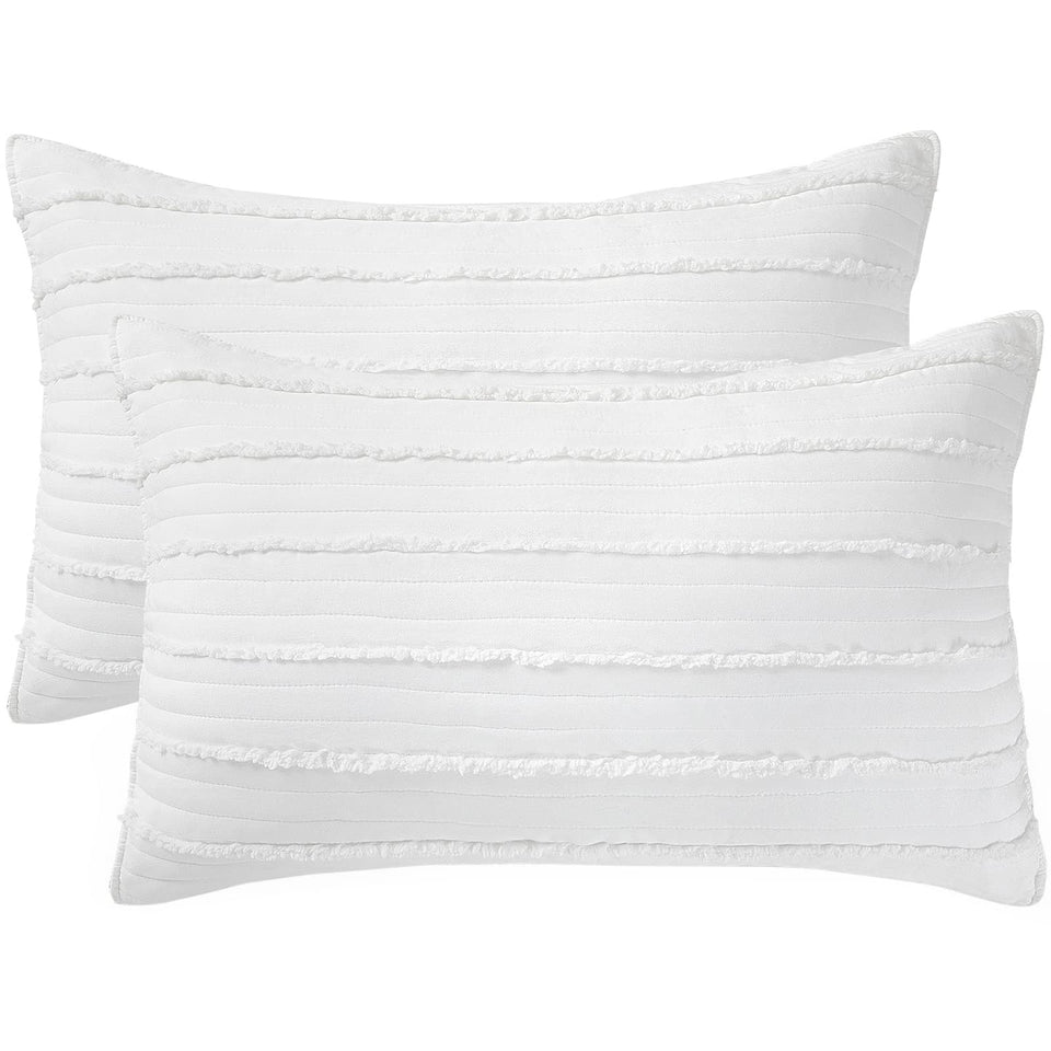 Bosowos pillow sham in white showing standard size and easy-care finish.